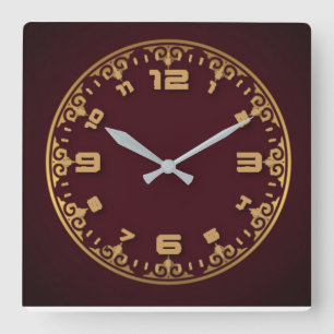 Elegant rot quadratische wanduhr