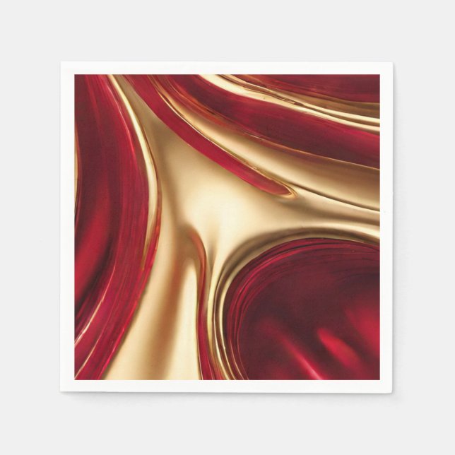 Elegant - Rot und Gold- Serviette (Vorderseite)