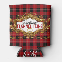 Elegant rot und schwarz Flannel | Karierte Hochzei Dosenkühler