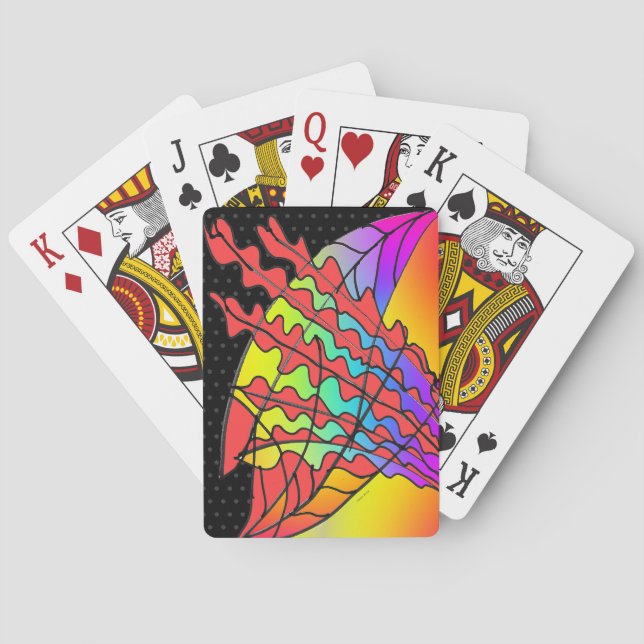 ELEGANT ROTE LEAF-FRONEN SPIELKARTEN (Rückseite)