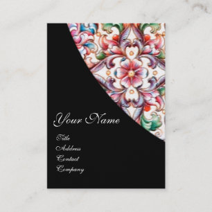 ELEGANT ROTE PINKROSEN, FLORALES FANTASIMONOGRAMM VISITENKARTE