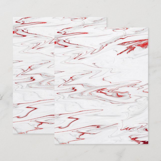Elégant Rouge Blanc Faux Marbre Papier à gratte-ci (Devant / Derrière)