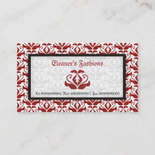 Elégant rouge damassé cartes de visite de mode