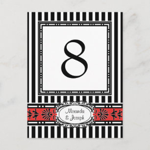 Elégant rouge et noir Mariage Numéros de table