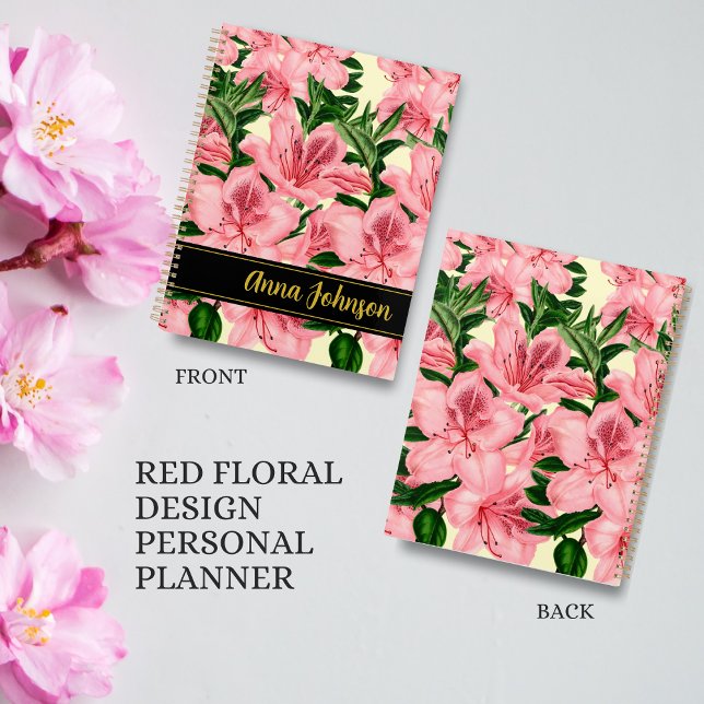 Élégant Rouge Floral Nom Personnalisé (Créateur téléchargé)