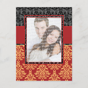 Elégant Rouge Riche Damask Carte postale personnal