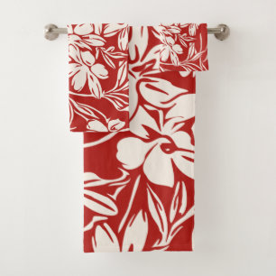 Élégant Rouge Tropical Floral Vibrant Island Motif