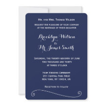 Elegant Rounded Navy Blue Wedding Einladung