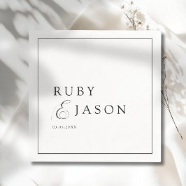 Elegant Royal Black & White Script Wedding Serviette