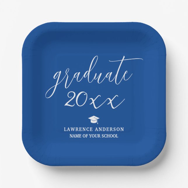 Elegant Royal Blue 2024 Graduate Graduation Party Pappteller (Vorderseite)