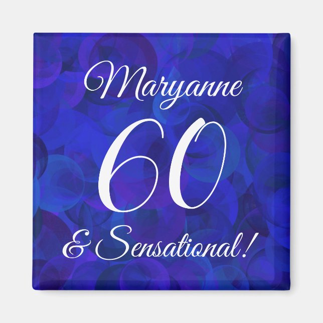 Elegant Royal Blue 60 & Sensational Birthday Party Magnet (Vorne)