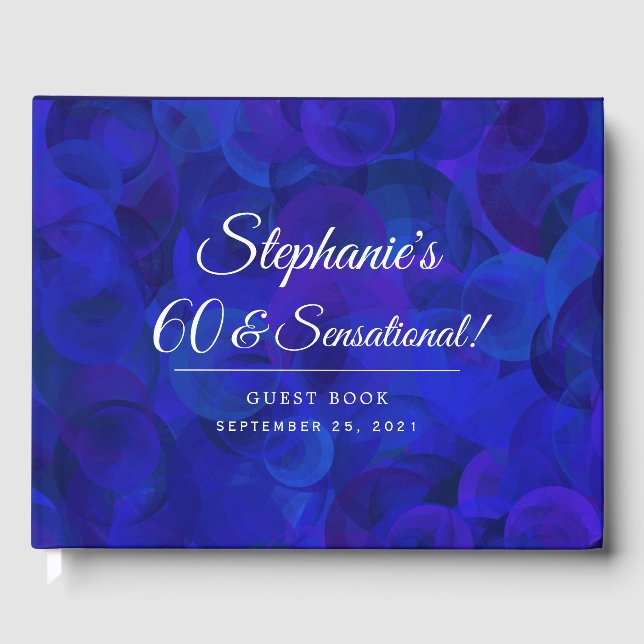 Elegant Royal Blue 60 und sensationeller Geburtsta Gästebuch (Vorderseite)