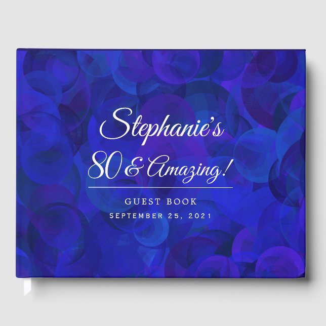 Elegant Royal Blue 80 & Phantastisch Birthday Part Gästebuch (Vorderseite)