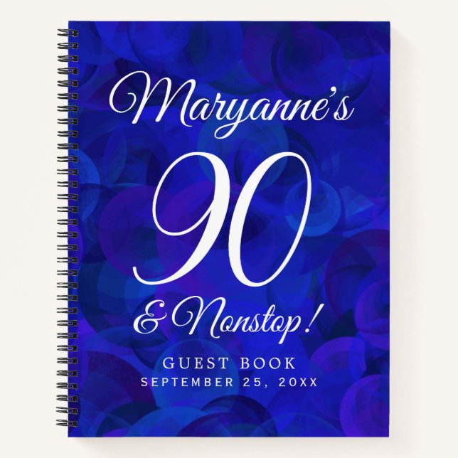 Elegant Royal Blue 90 und Nonstop Birthday Party Notizbuch (Vorderseite)