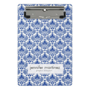 Elegant Royal Blue and White Damasks Mini Klemmbrett