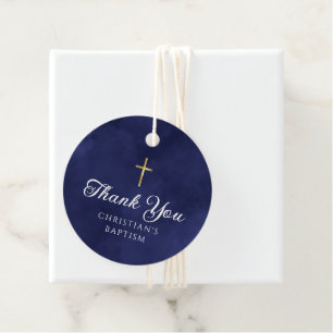 Elegant Royal Blue Baptism Boy Vielen Dank Geschenkanhänger