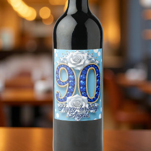 Elegant Royal Blue Diamond 90. Weinetikett