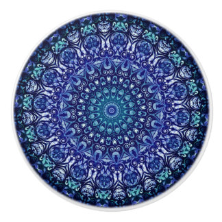 Elegant Royal Blue Floral Keramikknauf