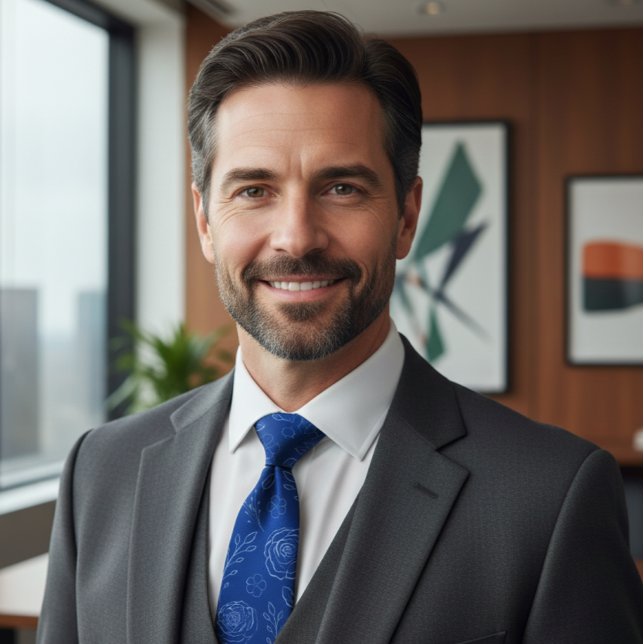 Elegant Royal Blue Floral Minimalism Krawatte (Von Creator hochgeladen)