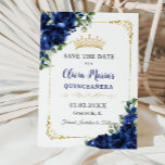 Elegant Royal Blue Flowers Gold Quinceñera 16. Save The Date<br><div class="desc">Personalisieren Sie diesen hübschen königsblauen Quinceañera / Sweet 16 Geburtstag Save the Date einfach und schnell. Klicken Sie einfach auf die Schaltfläche "Weitere Einstellungen", um die Texte zu bearbeiten, Schriftart und Schriftart zu ändern. Mit lebhaften königsblauen Blumen und goldenen Elementen. Matching-Elemente im Speicher verfügbar. c) Somerset Fine Paperie von The...</div>