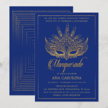 Elegant Royal Blue Glitzer Masquerade Quinceañera