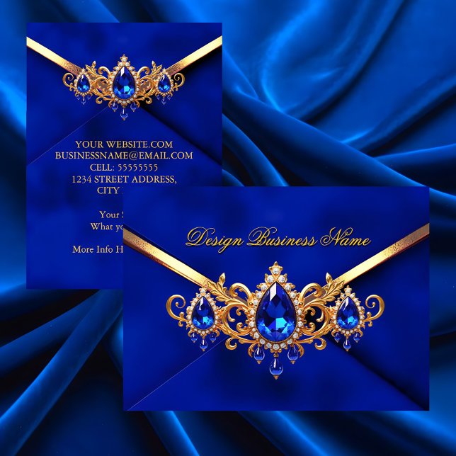 Elegant Royal Blue Gold Jewel Diamonds Gems Visitenkarte (Von Creator hochgeladen)