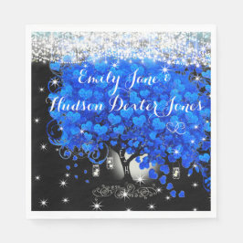 Elegant Royal Blue Heart Leaf Tree Serviette