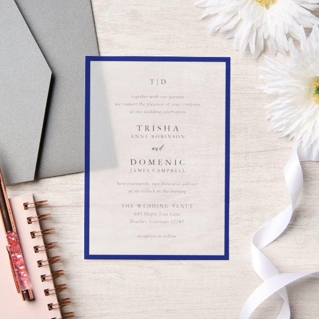 Elegant Royal Blue Monogram Modern Wedding (Hochzeit)