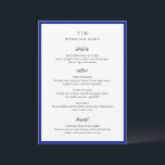 Elegant Royal Blue Monogram Modern Wedding Menükarte<br><div class="desc">Moderne Hochzeitsmenüs mit gepflegtem Design mit Serif- und Script-Schriftart.</div>