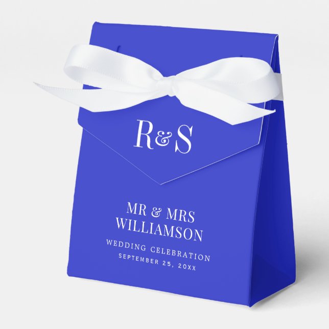 Elegant Royal Blue Monogram Wedding Geschenkschachtel (Vorderseite)