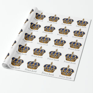 Elegant Royal Blue Prince Baby Shower Wrap Geschenkpapier