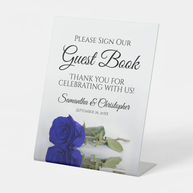 Elegant Royal Blue Rose Bitte unterschreiben Sie u Sockelschild (Vorderseite)