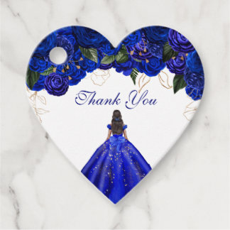 Elegant Royal Blue Rose Floral Quinceanera Geschenkanhänger