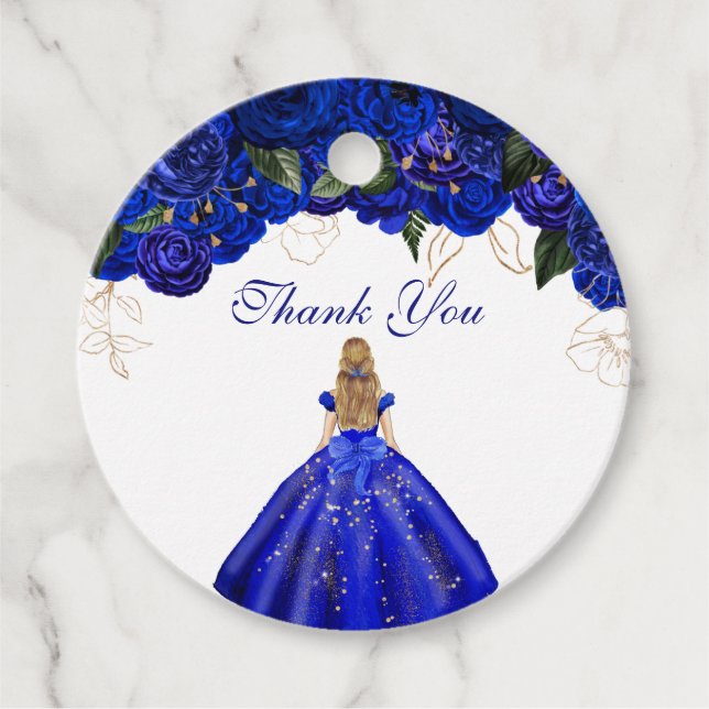 Elegant Royal Blue Rose Florentiner Quince Danke F Geschenkanhänger (Vorderseite)
