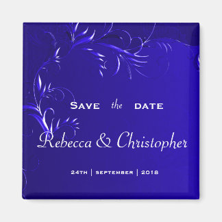 Elegant Royal Blue Save the Date Magnet