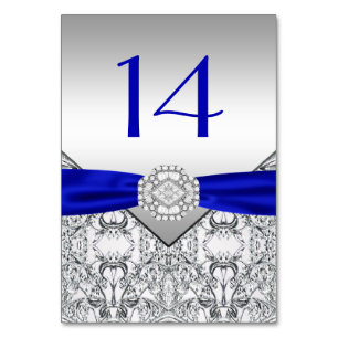 Elegant Royal Blue Silver Wedding Tischnummer