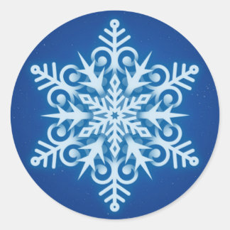 Elegant Royal Blue Snowflake Weihnachten Runder Aufkleber
