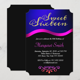 Elegant Royal Blue Sweet 16 Einladung