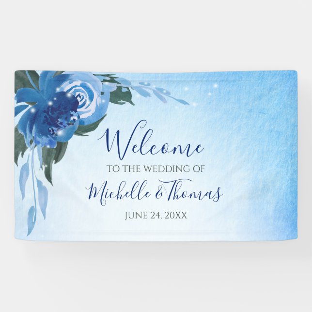 Elegant Royal Blue Watercolor Banner (Horizontal)