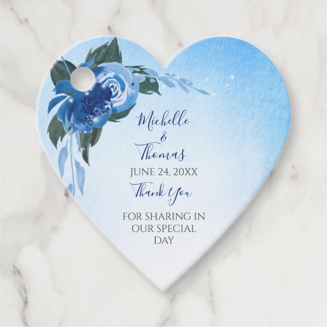 Elegant Royal Blue Watercolor Geschenkanhänger (Vorderseite)