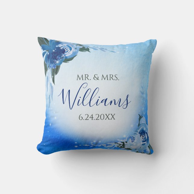 Elegant Royal Blue Watercolor Kissen (Vorderseite)