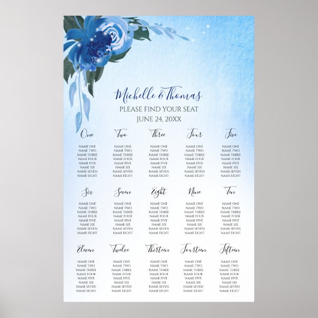 Elegant Royal Blue Watercolor Poster (Vorne)
