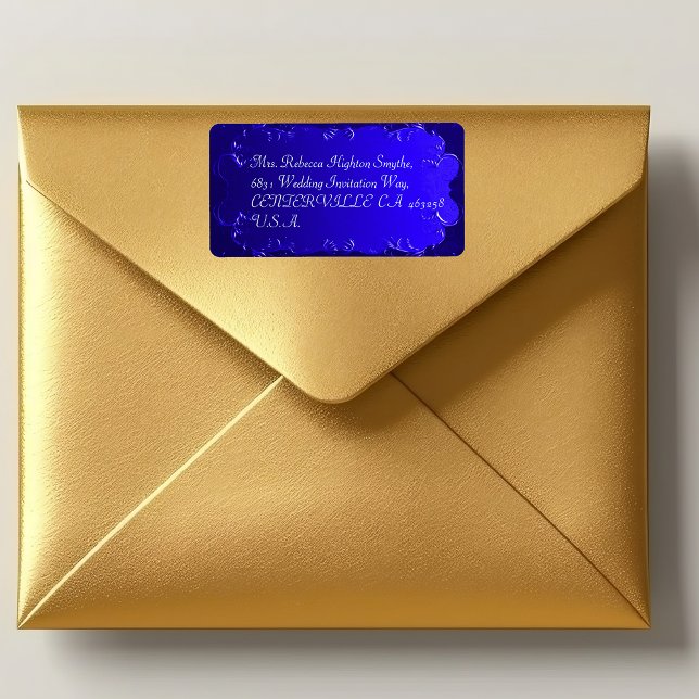 Elegant Royal Blue Wedding Address Labels Adressaufkleber (Von Creator hochgeladen)