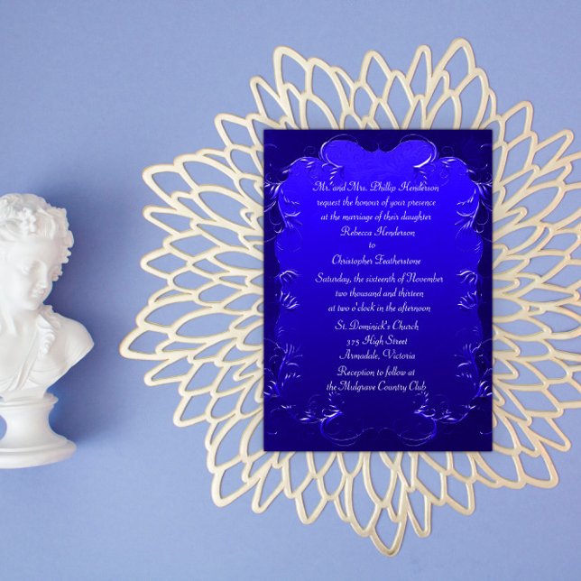 Elegant Royal Blue Wedding Einladung (Von Creator hochgeladen)