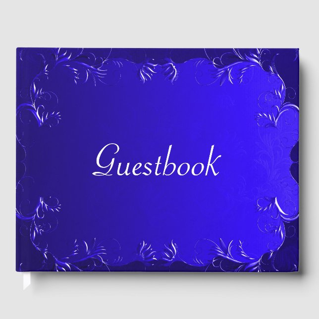 Elegant Royal Blue Wedding Gästebuch (Vorderseite)