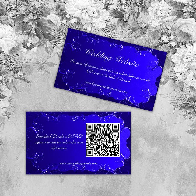 Elegant Royal Blue Wedding Website Begleitkarte (Von Creator hochgeladen)