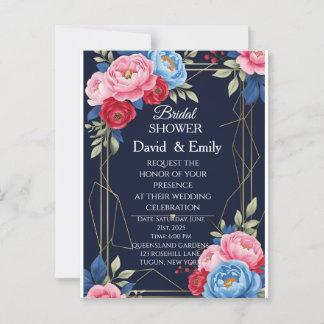 Elegant Royal Floral Wedding Einladung Postkarte