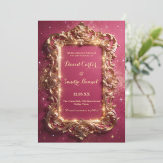 Elegant Royal Gold & Pink Modern Wedding Save The Date
