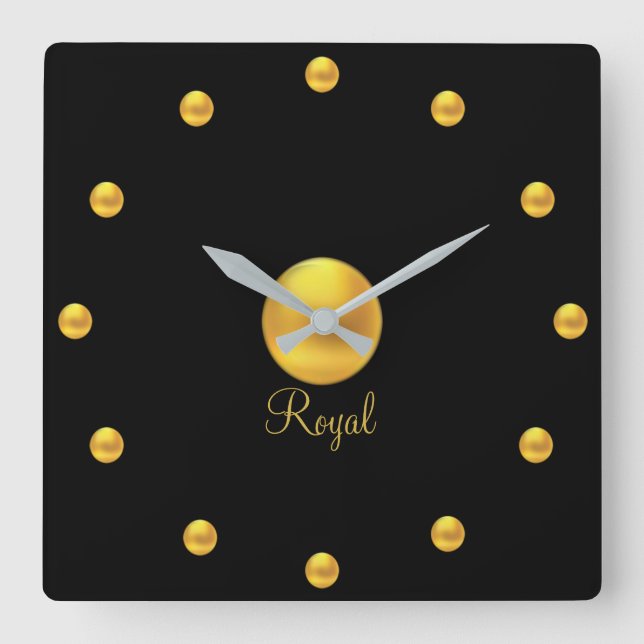 Elegant Royal Golden Quadratische Wanduhr (Vorderseite)