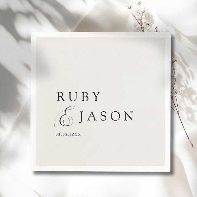 Elegant Royal Ivory Black  Script Wedding Serviette (Elegant Royal Ivory Black Script Wedding Ampersand Napkins)